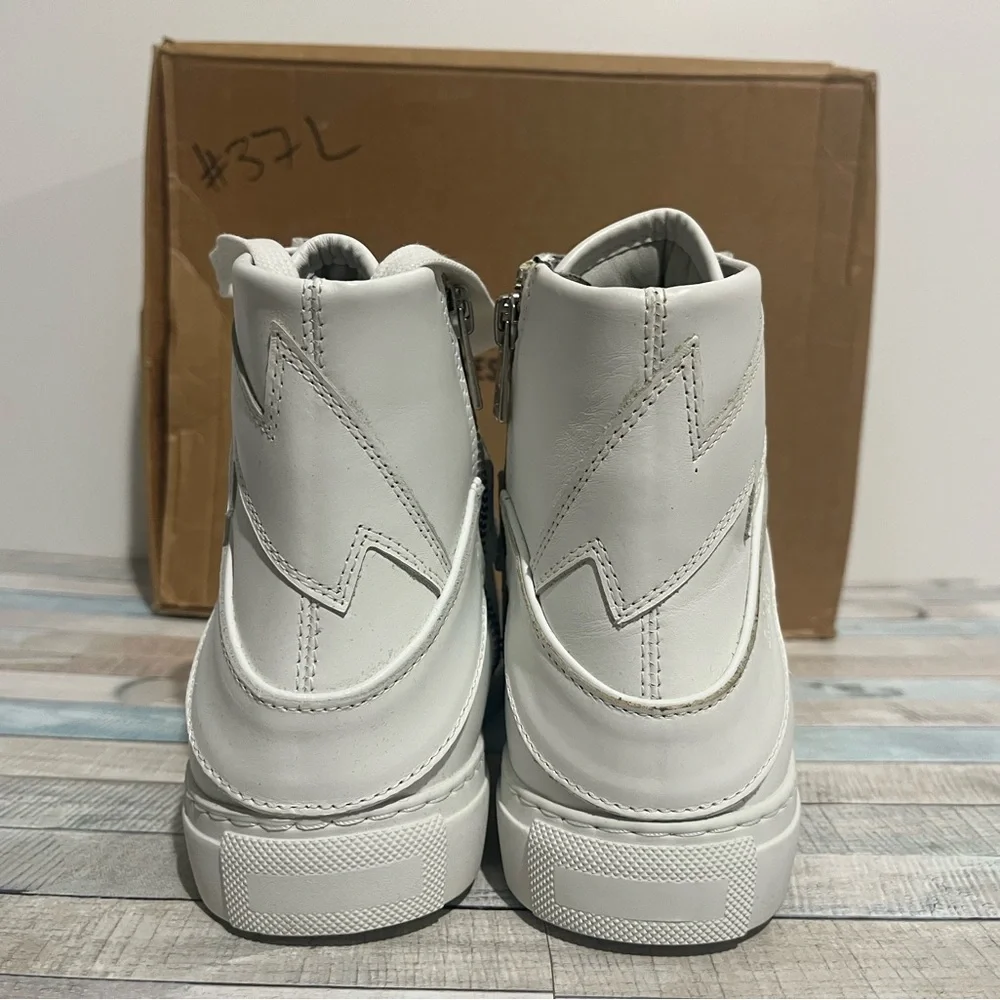 Zadig & Voltaire High Flash White Leather Platform Sneakers - Picture 7 of 8